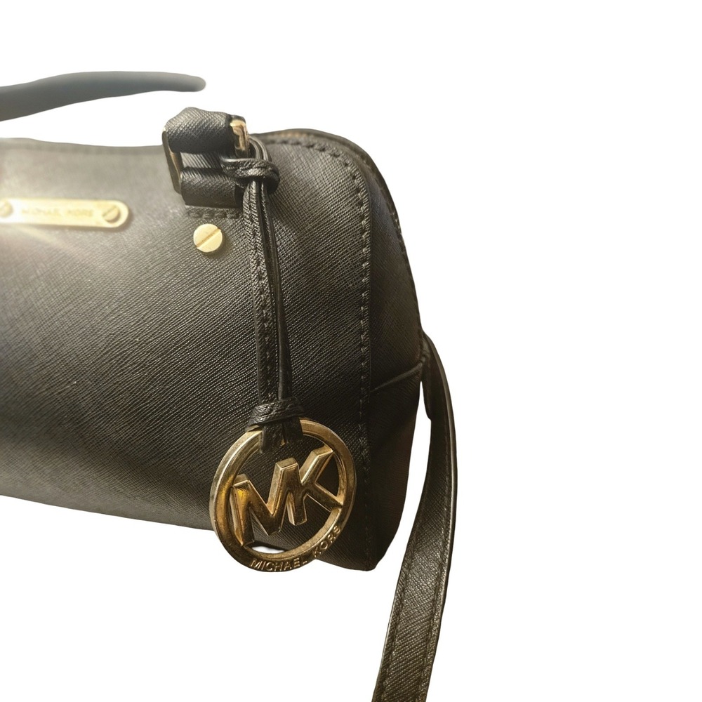 Michael Kors Bedford Mini Satchel Black Saffiano Leather Crossbody Bag Gold Tone - Picture 5 of 10
